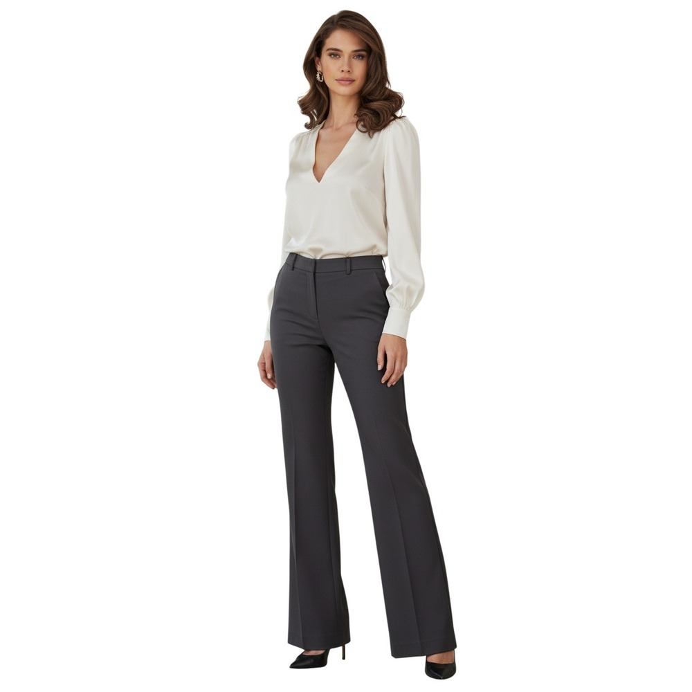 NWT Ann Taylor Kate Fit Wool Blend Trousers 8 Charcoal Grey Straight Leg TALL 33